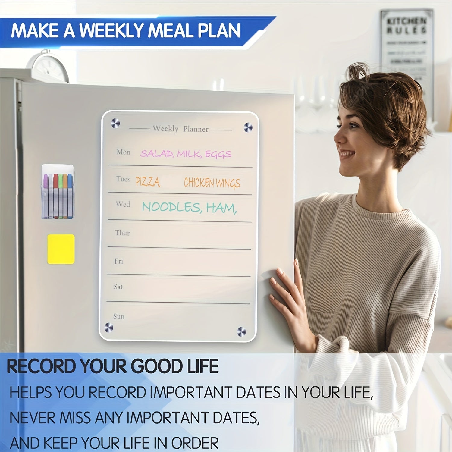20x30 Acrylic Magnetic Dry Erase Board for Fridge Clear Magnet Calendar