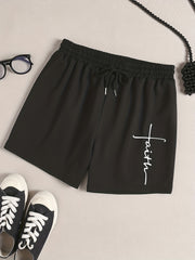 Letter Print Sporty Pajama Shorts