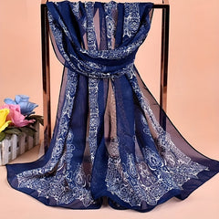 Vintage Geometric Print Chiffon Scarf Boho Thin Windproof Shawl