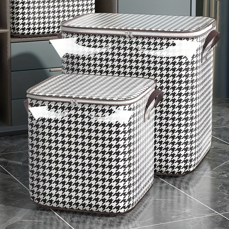 Houndstooth Pattern Storage Box Zipper Organizer