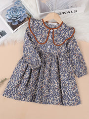 Girls Floral Cotton Long Sleeve Dress
