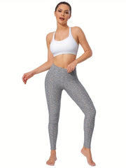 Gray Stripe Yoga Leggings High Waist Butt Lifting Sports Tights
