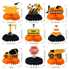 9pcs Engineering Car Theme Birthday Party Decorations