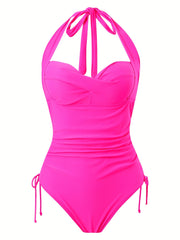 Casual Swimsuit Women's Plus Wrap Ruched Backless One Piece Swimsuit