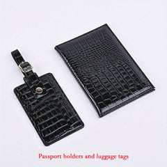 Crocodile Pattern Glossy Passport Holder PU Leather ID Card Holder