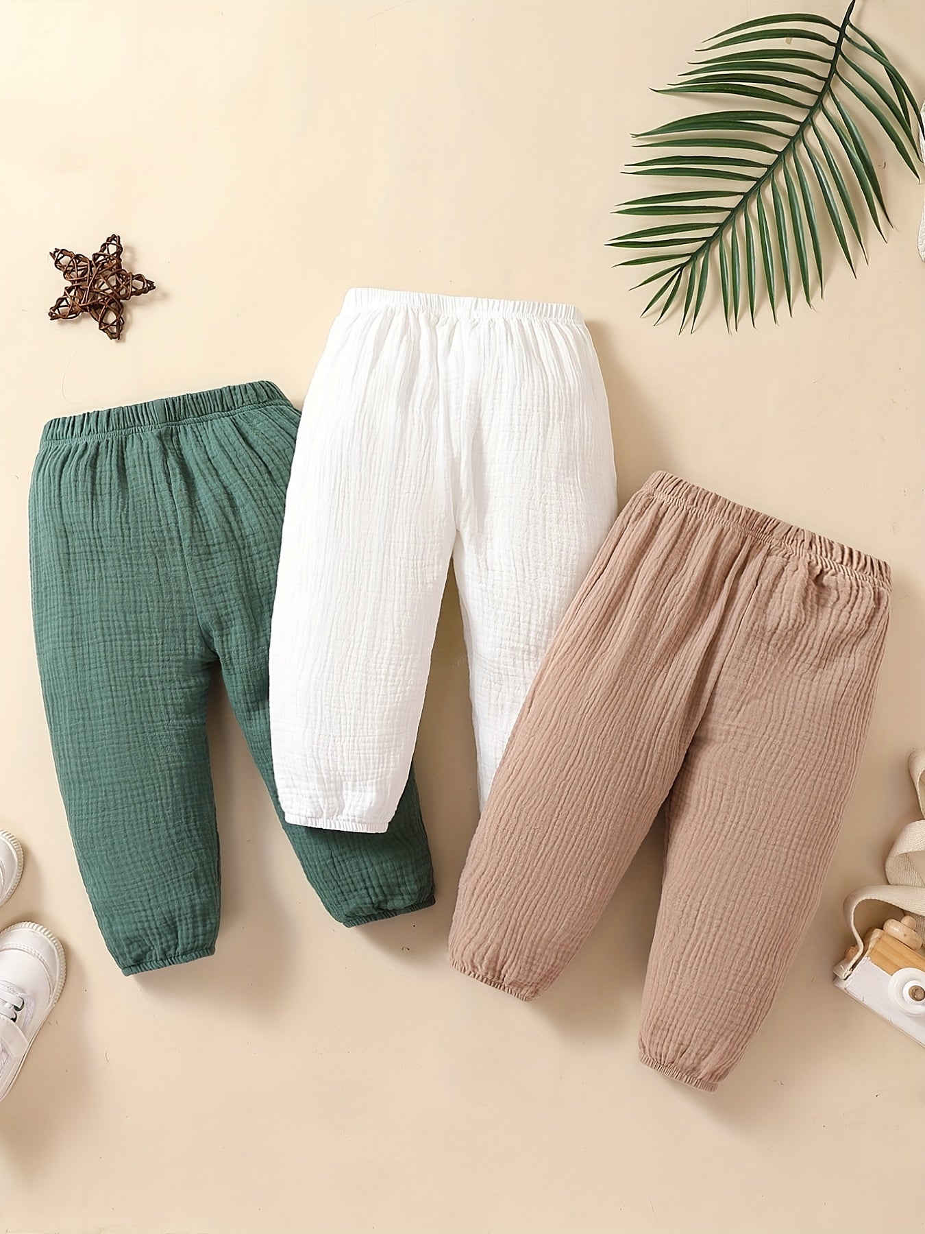 3pcs Breathable Comfy Pants Set for Baby Boys Girls