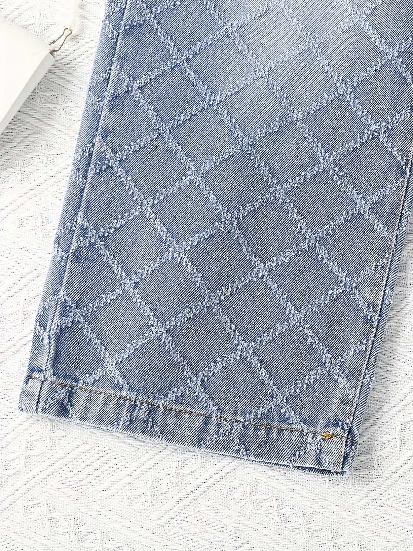 Girls Argyle Block Jean Denim Straight Leg Pants