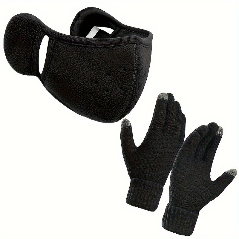 Outdoor Riding Ear Protection Mask Knitted Gloves Set