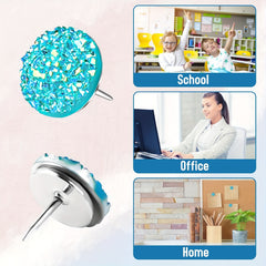 30pcs Diamond Push Pins Glitter Rhinestone Thumb Tacks for Office Wall