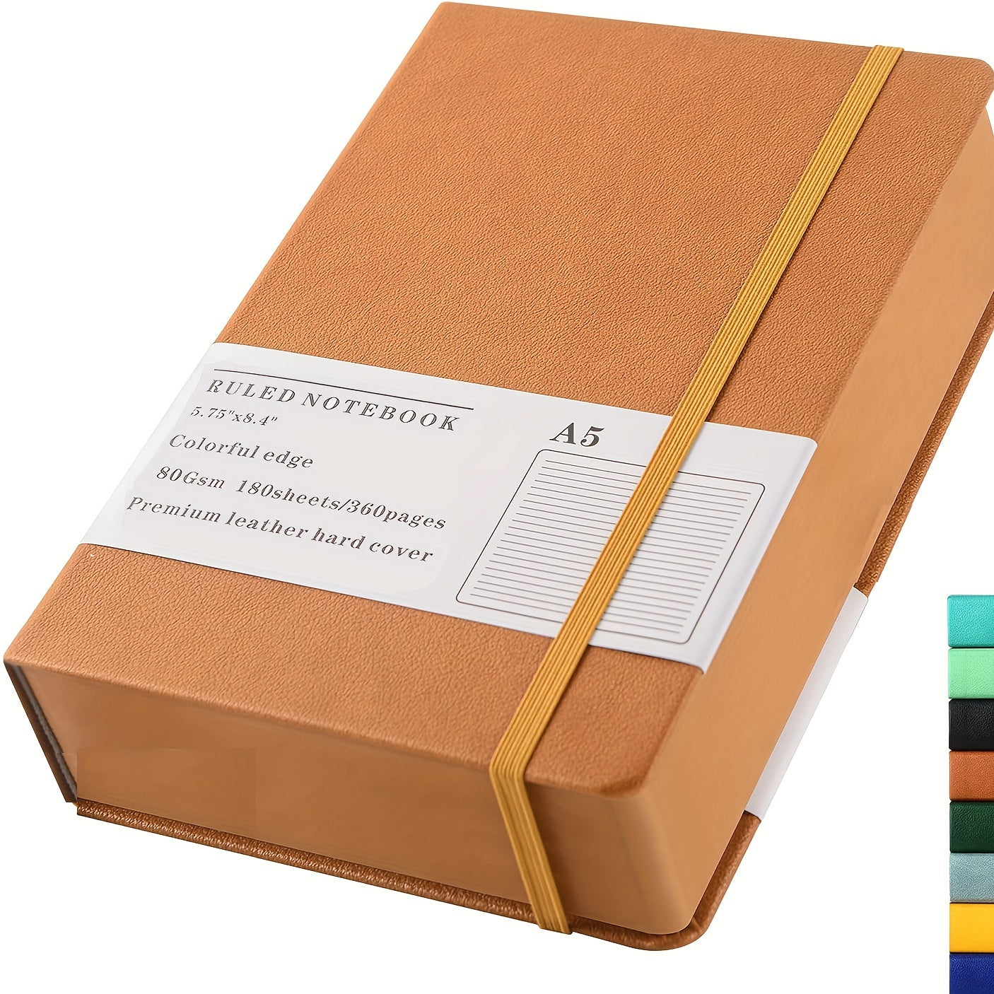 Thick Lined Diary Notebook Pen 365 Pages A5 College Rules Leather Hardcover