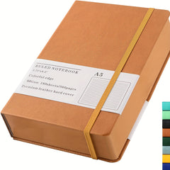 Thick Lined Diary Notebook Pen 365 Pages A5 College Rules Leather Hardcover
