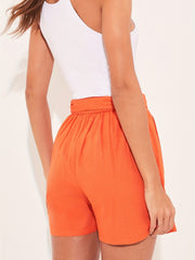 High Waist Tie Waist Shorts Casual Shorts For Summer & Spring Women's Clothing