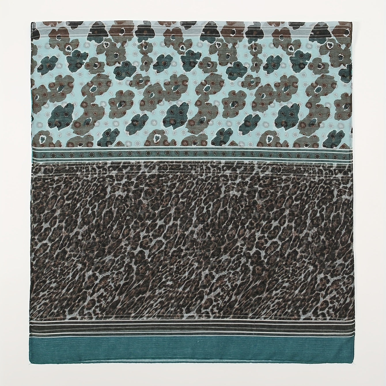 Green Leopard Print Gray Scarf Classic Block Casual Shawl Boho