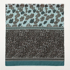 Green Leopard Print Gray Scarf Classic Block Casual Shawl Boho