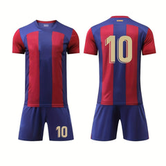 Boy's 10 Striped Football Jersey & Shorts Set