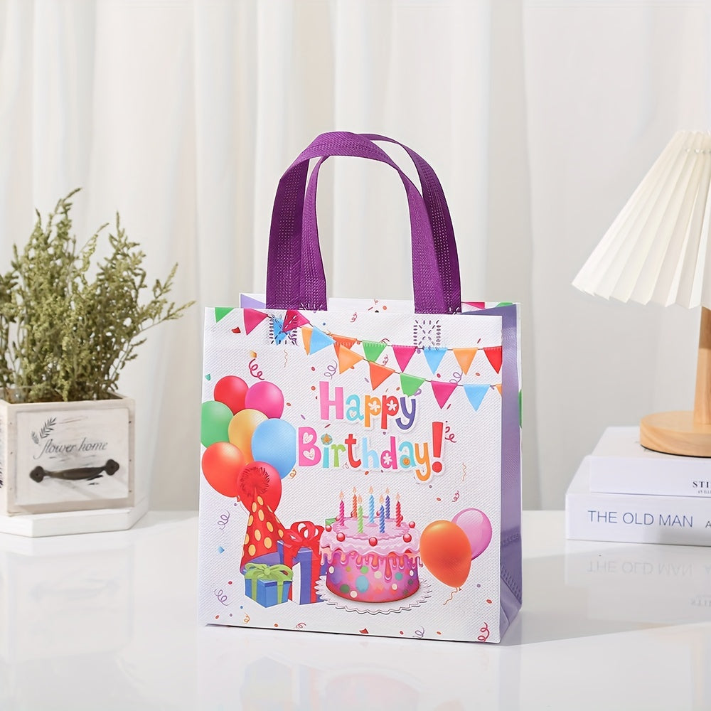 12 Pcs Happy Birthday Non-woven Bags - Kids Treat Bags - Waterproof Gift Bags