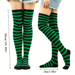 Striped Knee High Socks for School Uniform with Short Skirt Stockings