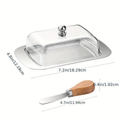 Butter Cutter Box Stainless Steel Saucer with Plastic Cover