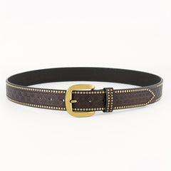 Men's Vintage Floral Rivet Studded Leather Belt