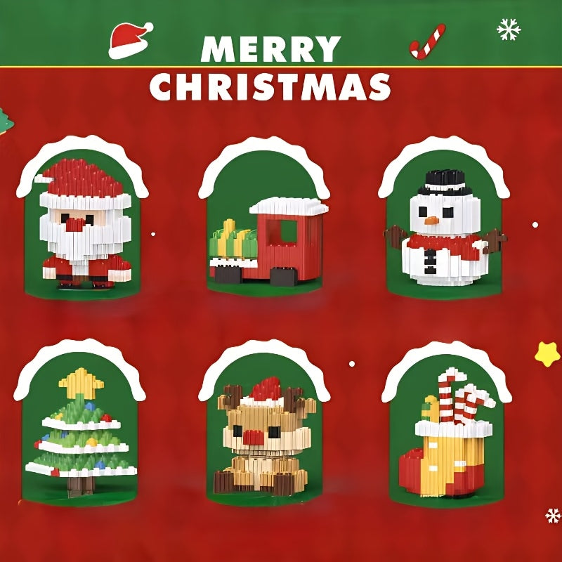 Mini Christmas Building Set - Santa Train Snowman Tree Reindeer Socks