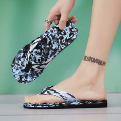 Men's Graphic Thong Sandals Non Slip Flip Flops for Indoor Outdoor Beach