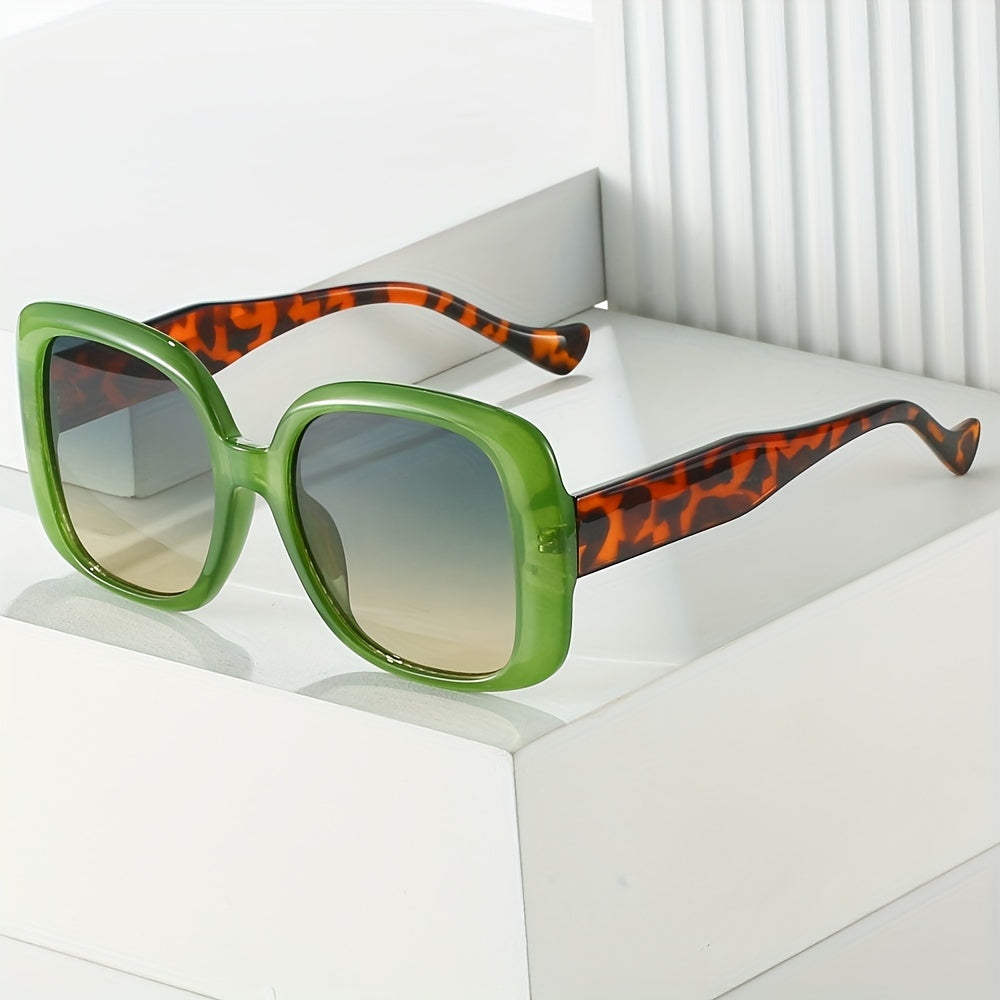 Y2K Large Square Sunglasses Tortoiseshell Gradient UV400 Sun Shades