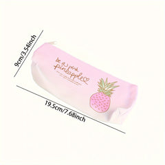 Pineapple Cartoon Pattern Pen Case PU Leather Large Capacity Stationery Storage