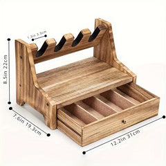 Solid Wood Rack with Drawer Heavy Duty Holder Organizer