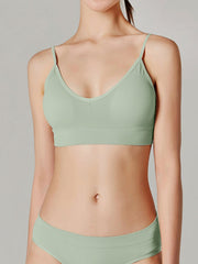 Women's V-Neck Ribbed Crop Cami Bra