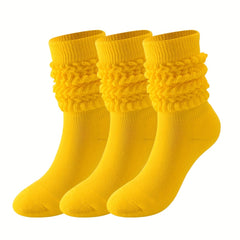 3 Pairs Casual Mid Calf Socks Warm Breathable Thick