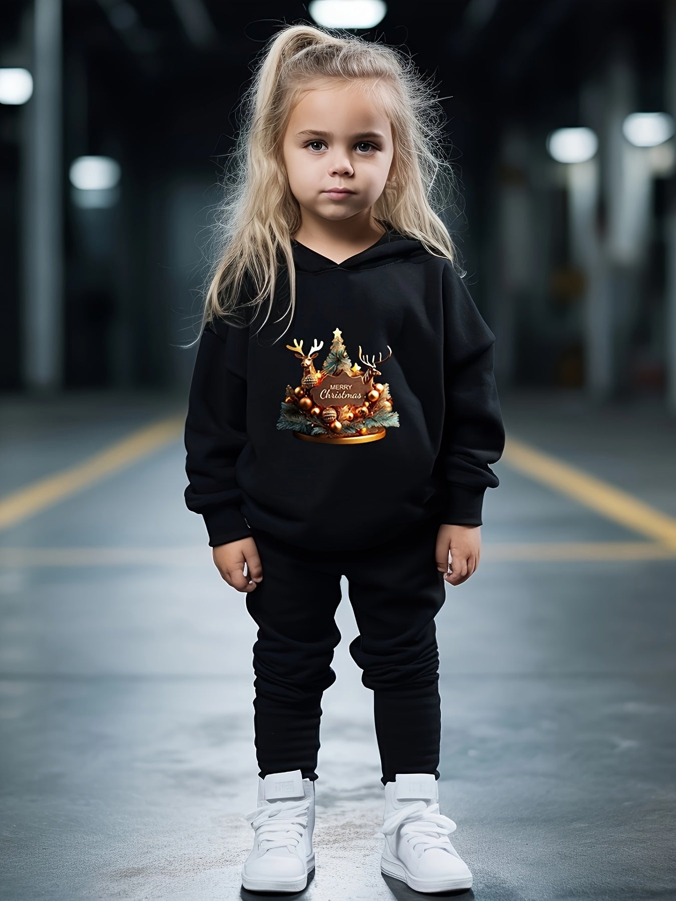 OERYUI Christmas Outfits 2pcs Girls Hoodies Jogger Pants Set For Sports