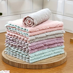 10pcs Double Sided Absorbent Dishwashing Towel