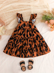 Baby Girls Casual Leopard Print Sleeveless Dress