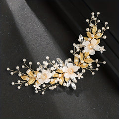 Crystal Faux Pearl Flower Hair Comb Vintage Women's Hair Accessories