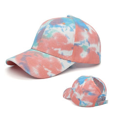 Tie Dye Ponytail Cap Women Sunscreen Dad Hat