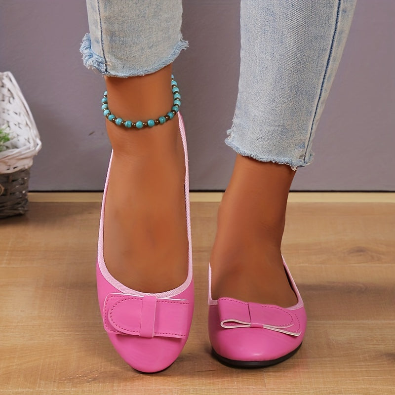 Bowknot Decor Slip On Flat Shoes - Women's Casual Lightweight Shoes