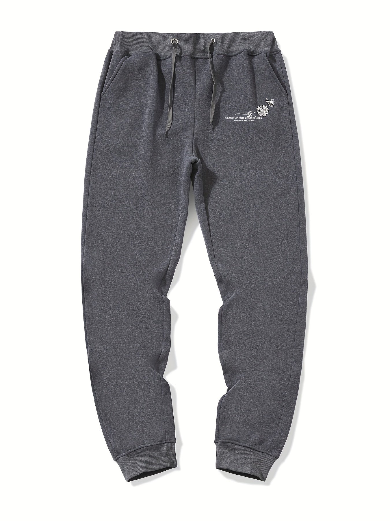 Flower Print Men's Drawstring Sweatpants Loose Casual Jogger Pants