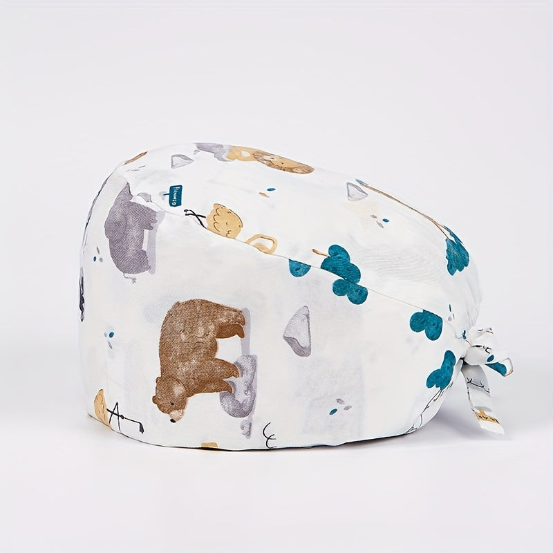 Cartoon Nurse Cap with Button Elastic Scrub Hat