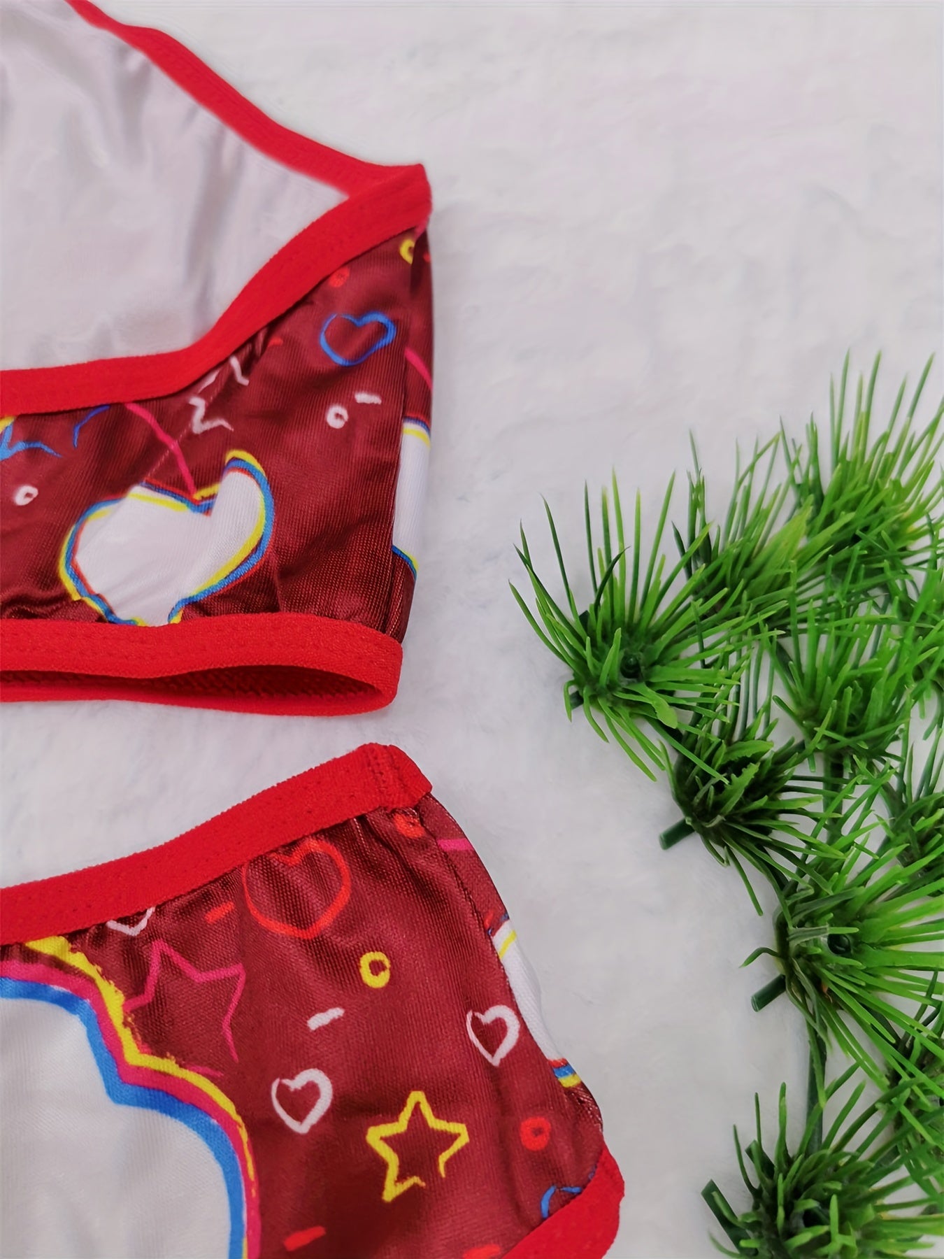 Plus Size Cloud & Heart Print Wireless Bralette & Brief Set