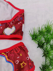 Plus Size Cloud & Heart Print Wireless Bralette & Brief Set