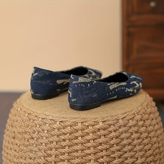 Women's Dark Denim Slip-On Flats Lightweight Walking Shoes