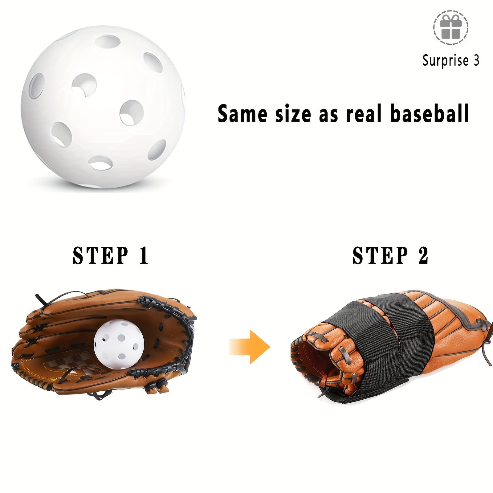 4pcs Baseball Gloves Hammer Ball & 2 Elastic Bands Training Equipment
