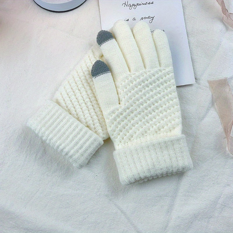 Adult Winter Knitted Gloves Unisex Warm Short Gloves for Women & Men