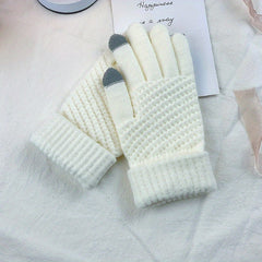 Adult Winter Knitted Gloves Unisex Warm Short Gloves for Women & Men
