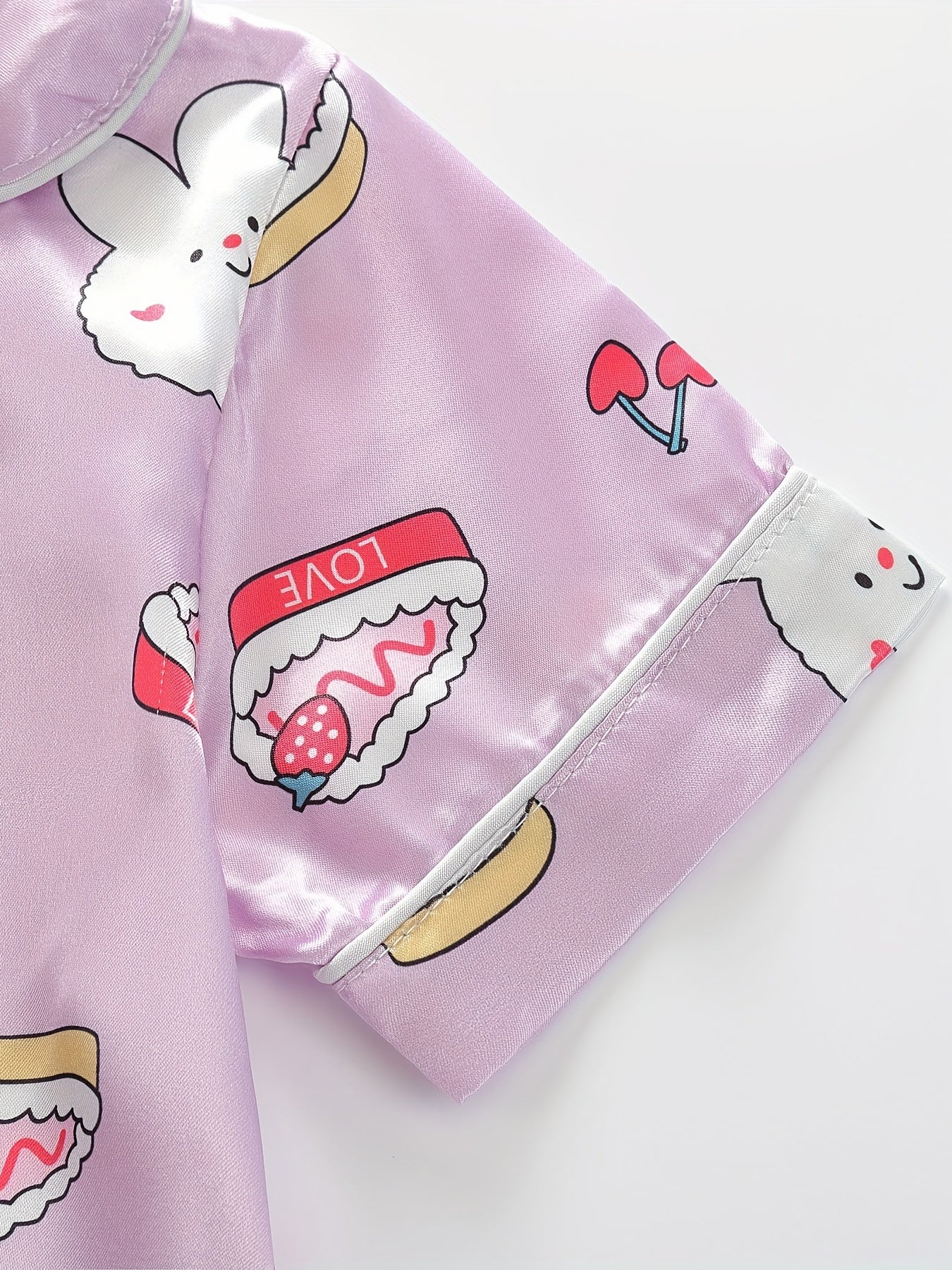Toddler Girl's Cartoon Rabbit Satin Pajamas Set