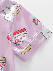 Toddler Girl's Cartoon Rabbit Satin Pajamas Set