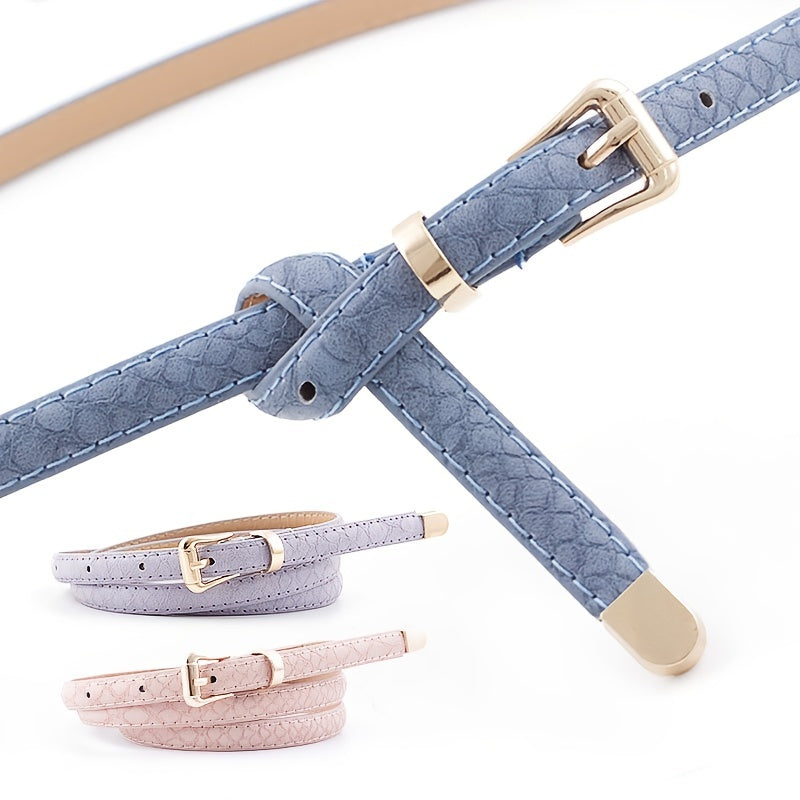 Snake Pattern Thin Belt for Women Fashionable Dress Jeans Belt
