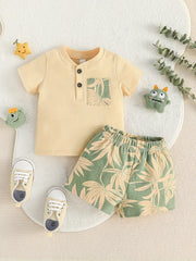 2pcs Baby Boy's Casual T shirt & Shorts Set Kid's Tee Top Outfit