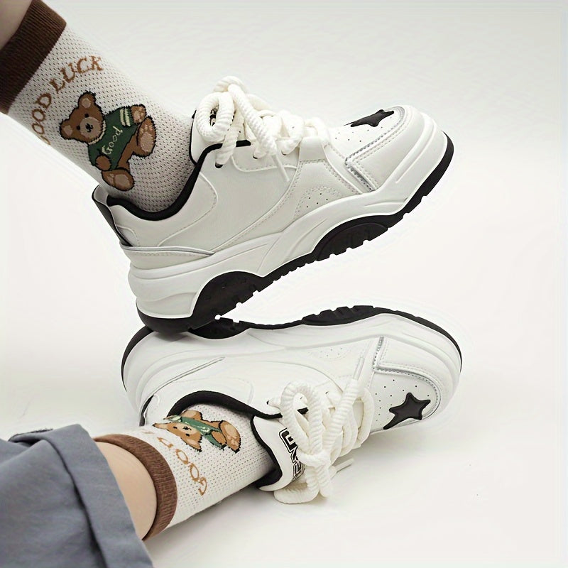 Star Pattern Thick Bottom Low Skate Shoes for Women