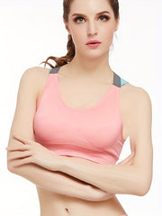 Colorblock Straps Sports Bra High Impact Yoga Tank Top